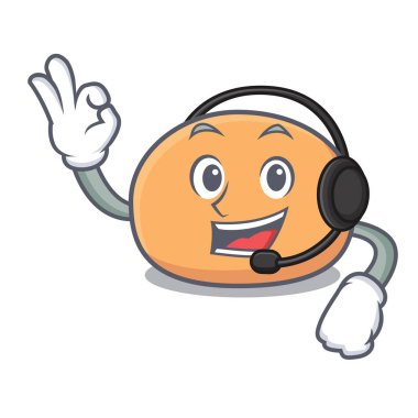 Kulaklık mochi maskot karikatür tarzı vektör çizim ile