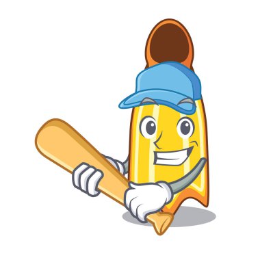 İskambil beyzbol yüzmek fin karakter karikatür vektör çizim