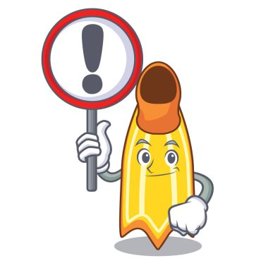 İşareti ile yüzmek fin karakter karikatür vektör çizim