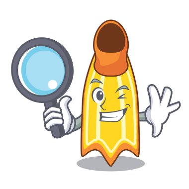 Dedektif yüzmek fin karakter karikatür vektör çizim