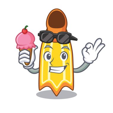 Dondurma yüzmek fin karakter karikatür vektör çizim ile