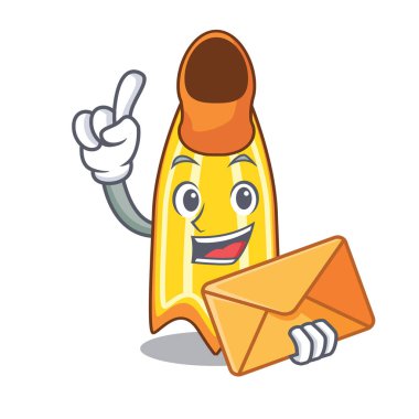 Zarf yüzmek fin karakter karikatür vektör çizim ile