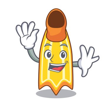 Yüzmek fin karakter karikatür vektör çizim sallayarak