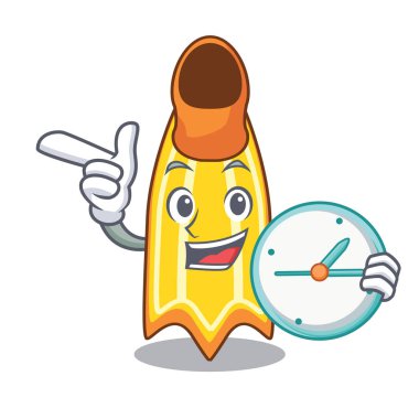 Saat yüzme fin karakter karikatür vektör çizim ile