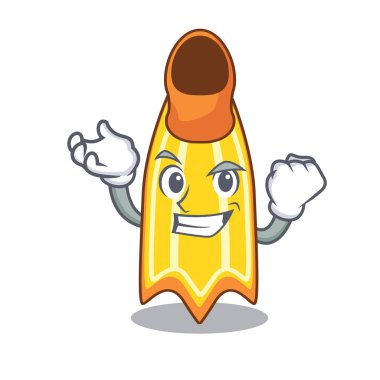 Başarılı yüzmek fin karakter karikatür vektör çizim