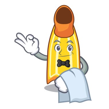 Garson yüzmek fin maskot karikatür vektör çizim