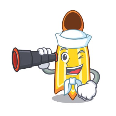 Denizci dürbün yüzmek fin maskot karikatür vektör çizim ile