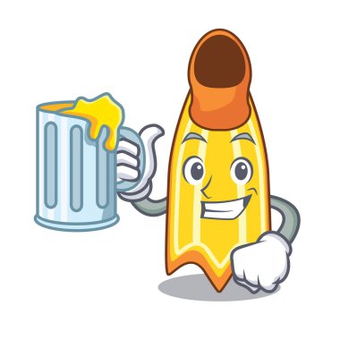 Suyu yüzmek fin maskot karikatür vektör çizim ile