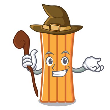 Cadı hava yatağı maskot karikatür vektör çizim