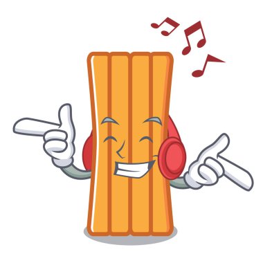 Dinleme müzik hava yatağı maskot karikatür vektör çizim