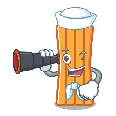 Denizci dürbün hava yatağı maskot karikatür vektör çizim ile