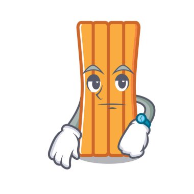 Havalı yatak maskot karikatür vektör çizim bekliyor