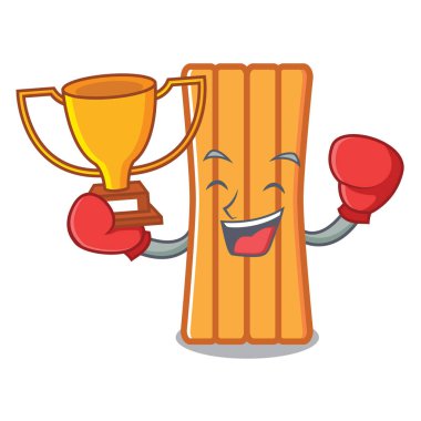 Kazanan hava yatağı maskot karikatür vektör çizim boks