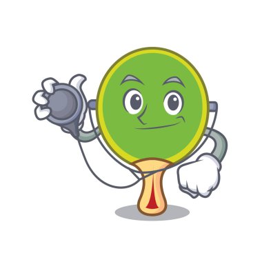 Doktor ping pong raket karakter karikatür vektör çizim