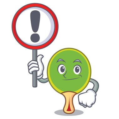 İşaret ping pong raket karakter karikatür vektör çizim ile