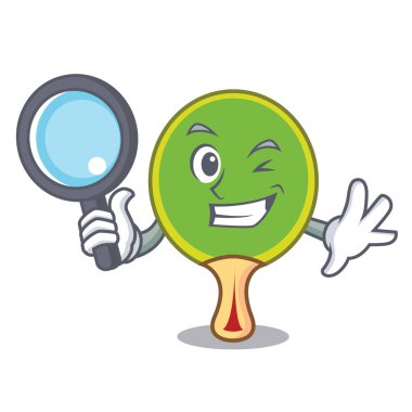 Dedektif ping pong raket karakter karikatür vektör çizim