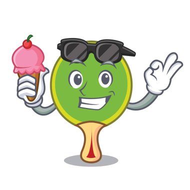 Dondurma ping pong raket karakter karikatür vektör çizim ile