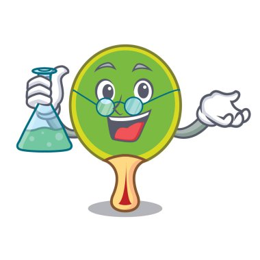 Profesör ping pong raket karakter karikatür vektör çizim