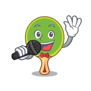 Ping pong raket maskot karikatür vektör çizim şarkı