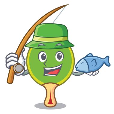 Ping pong raket maskot karikatür vektör çizim Balık tutma