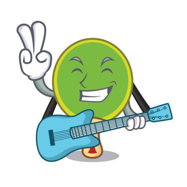 Gitar ping pong raket maskot karikatür vektör çizim ile