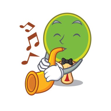 Trompet ping pong raket maskot karikatür vektör çizim ile