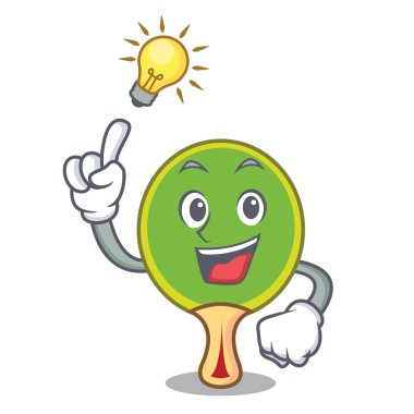 Bir fikir ping pong raket maskot karikatür vektör çizim var