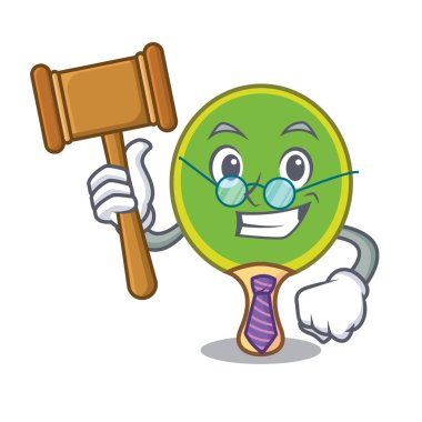 Yargıç ping pong raket maskot karikatür vektör çizim