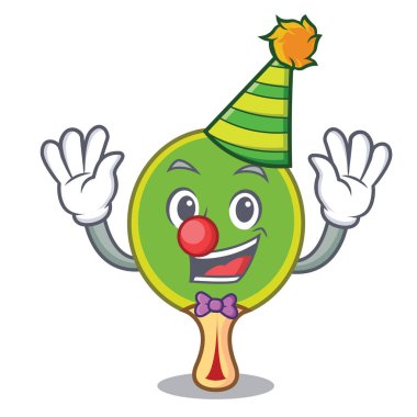 Palyaço ping pong raket maskot karikatür vektör çizim