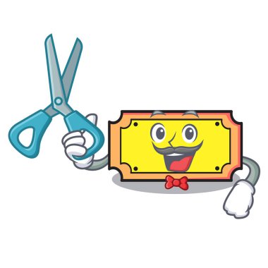 Bilet karakter karikatür tarzı vektör çizim berber