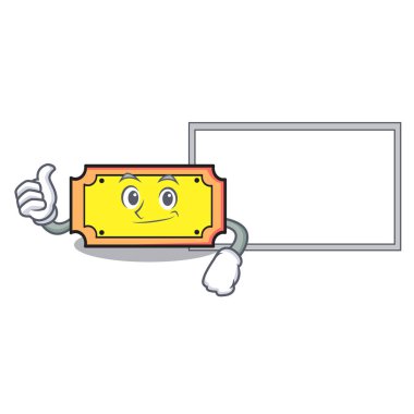 Başparmak yukarıya kurulu bilet karakter karikatür tarzı vektör çizim ile