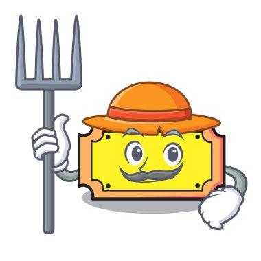 Çiftçi bilet karakter karikatür tarzı vektör çizim