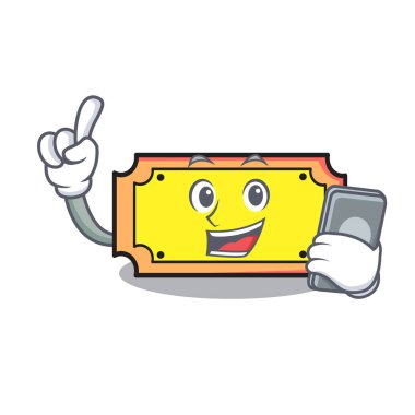 Telefon bilet karakter karikatür tarzı vektör çizim ile