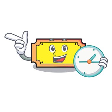 Saat bilet karakter karikatür tarzı vektör çizim ile