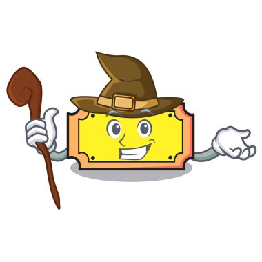 Cadı bilet maskot karikatür tarzı vektör çizim