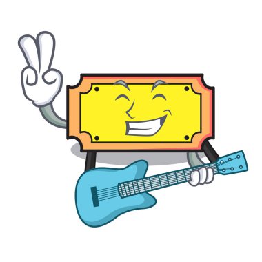 Gitar bilet maskot karikatür tarzı vektör çizim ile