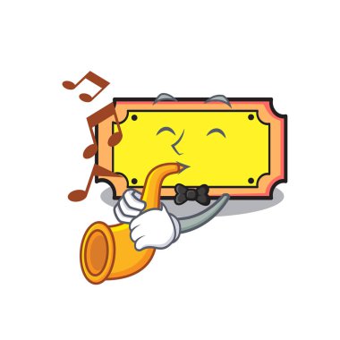 Trompet bilet maskot karikatür tarzı vektör çizim ile