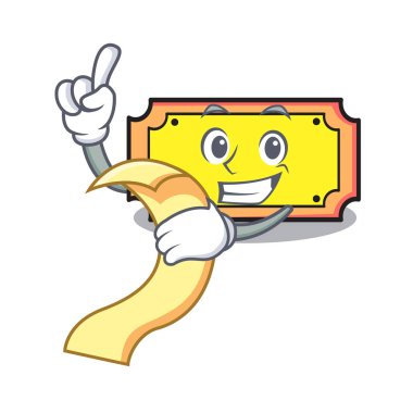 Menü bilet maskot karikatür tarzı vektör çizim ile