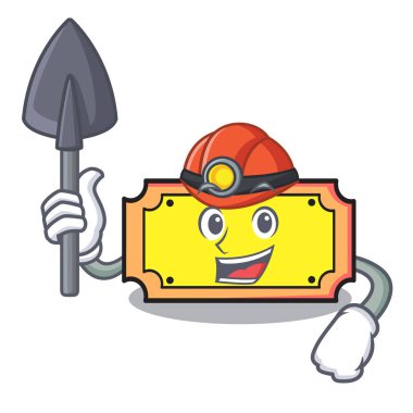 Madenci bilet maskot karikatür tarzı vektör çizim