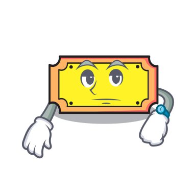 Bilet maskot karikatür tarzı vektör çizim bekliyor