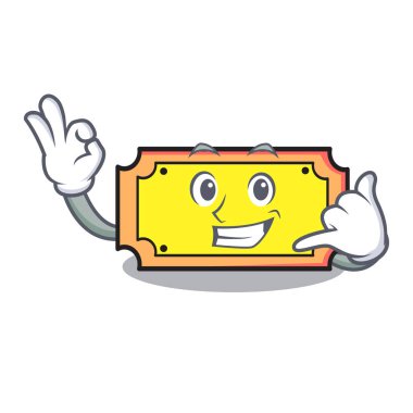 Bana bilet maskot karikatür tarzı vektör çizim de