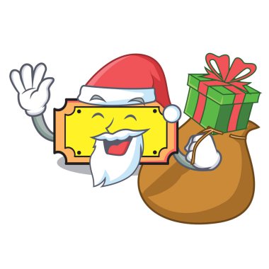 Noel Baba hediye bilet maskot karikatür tarzı vektör çizim ile