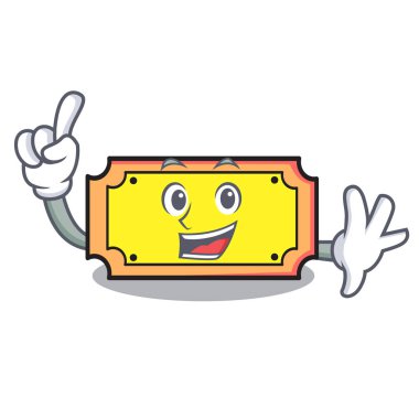 Parmak bilet maskot karikatür tarzı vektör çizim