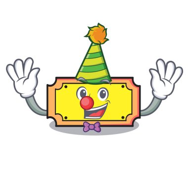 Palyaço bilet maskot karikatür tarzı vektör çizim