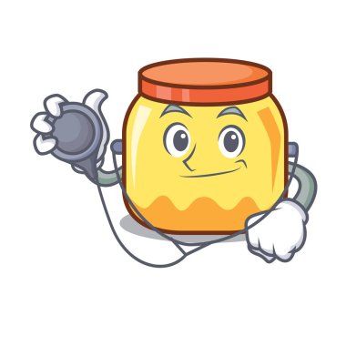 Doktor krem kavanoz karakter karikatür vektör çizim