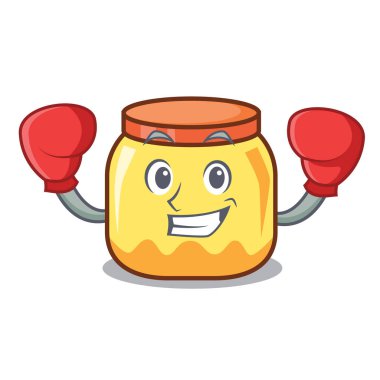 Krem kavanoz karakter karikatür vektör çizim boks