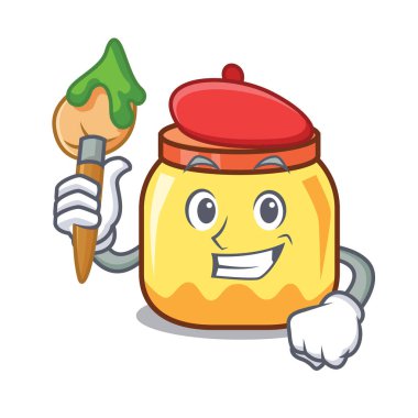 Sanatçı krem kavanoz karakter karikatür vektör çizim