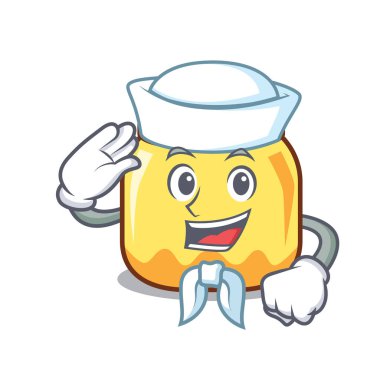 Denizci krem kavanoz karakter karikatür vektör çizim