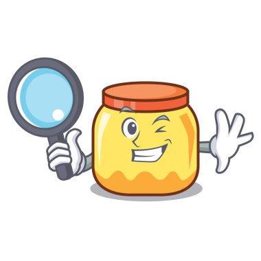 Dedektif krem kavanoz karakter karikatür vektör çizim