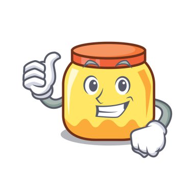 Başparmak yukarıya krem kavanoz karakter karikatür vektör çizim